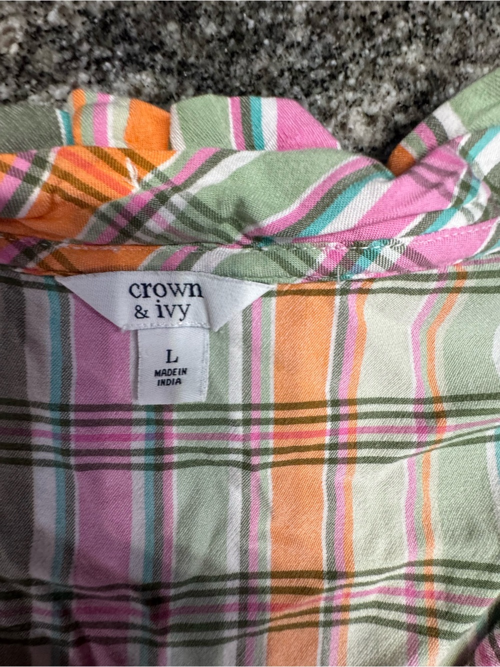 Multicolor Plaid Ruffle Neck Top - Picture 3 of 4